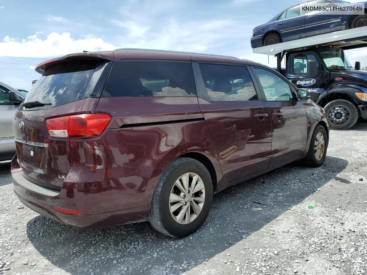 2017 Kia Sedona Lx VIN: KNDMB5C11H6270649 Lot: 62968525