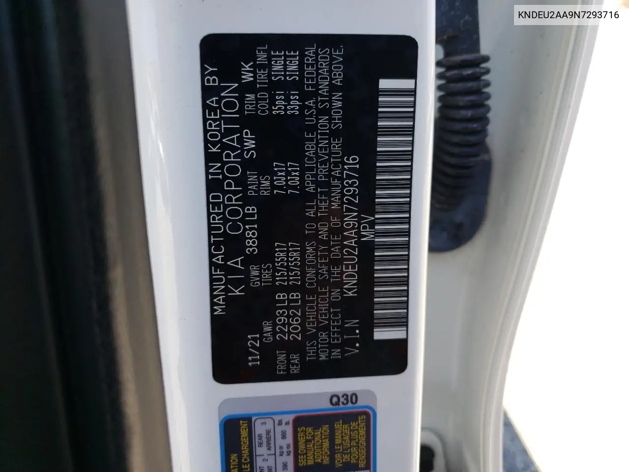 2022 Kia Seltos S VIN: KNDEU2AA9N7293716 Lot: 63278775
