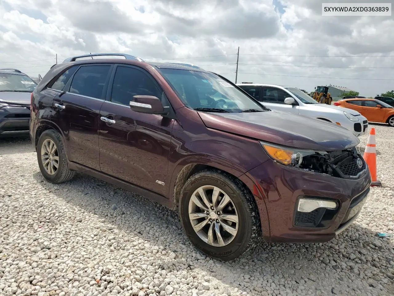 2013 Kia Sorento Sx VIN: 5XYKWDA2XDG363839 Lot: 62992605