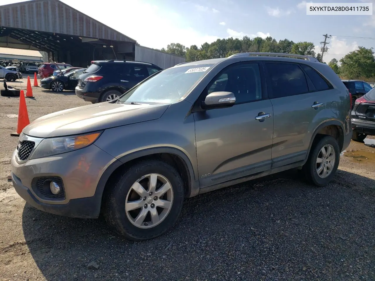 2013 Kia Sorento Lx VIN: 5XYKTDA28DG411735 Lot: 65037535