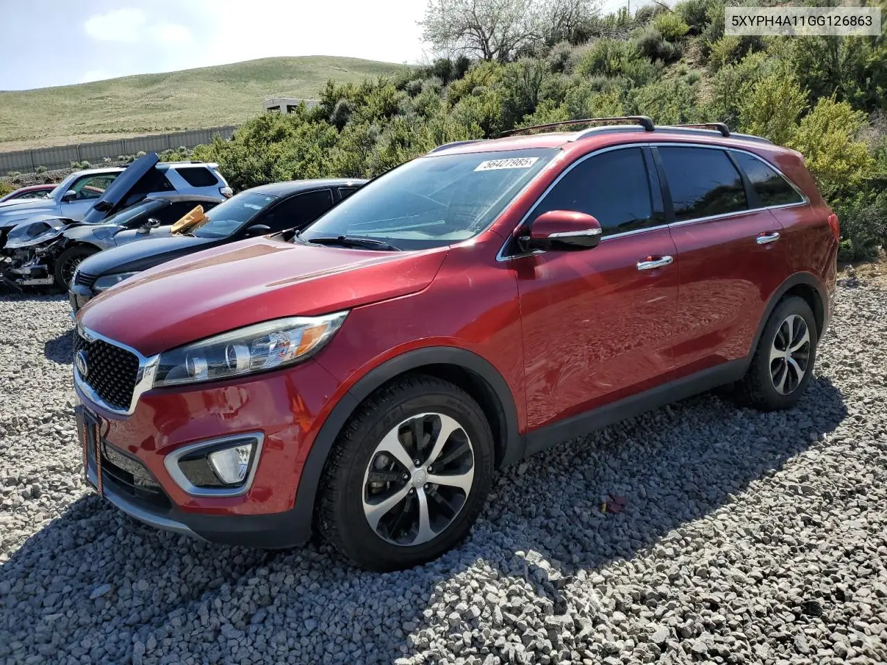 2016 Kia Sorento Ex VIN: 5XYPH4A11GG126863 Lot: 56427985