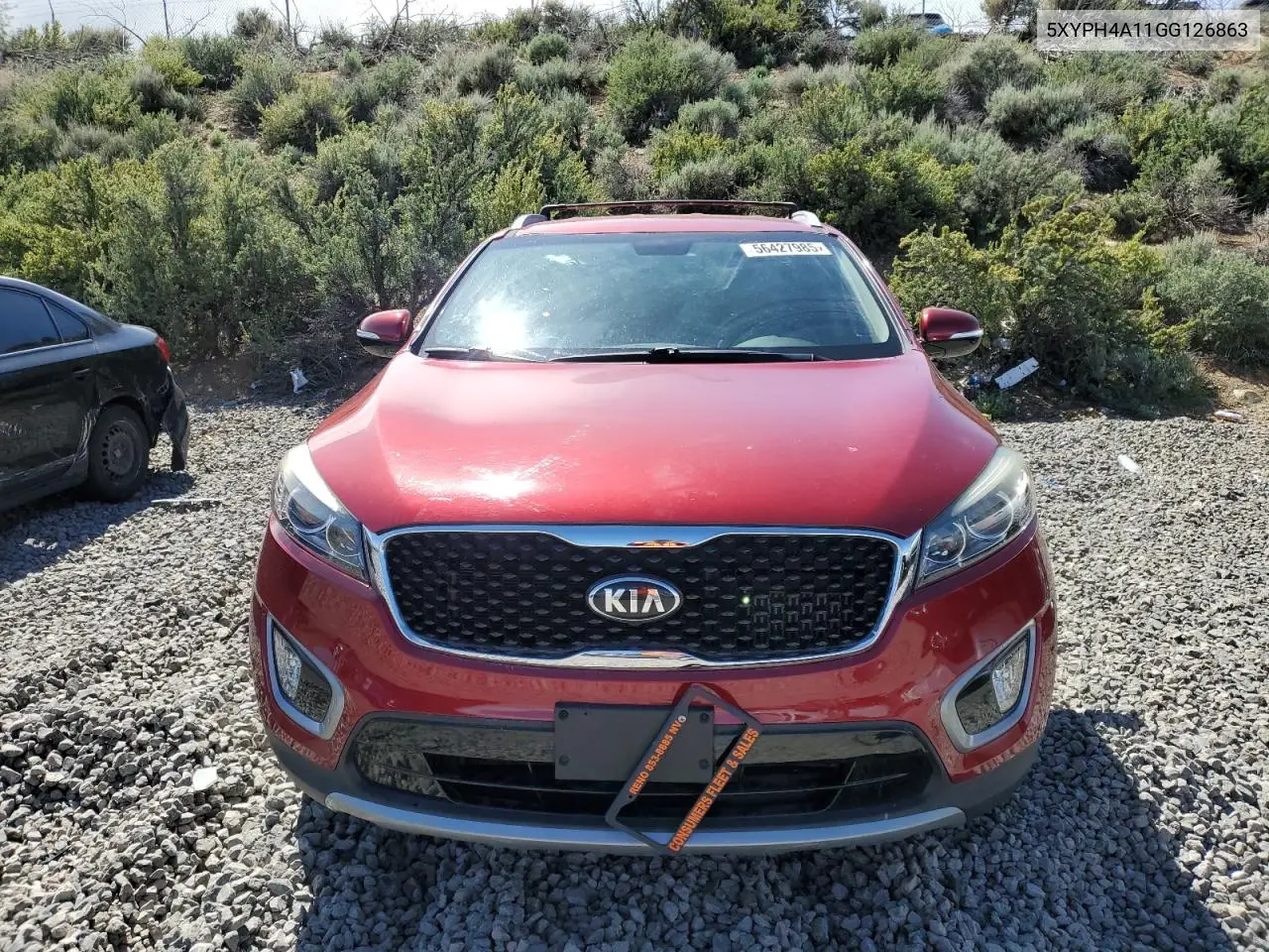 2016 Kia Sorento Ex VIN: 5XYPH4A11GG126863 Lot: 56427985