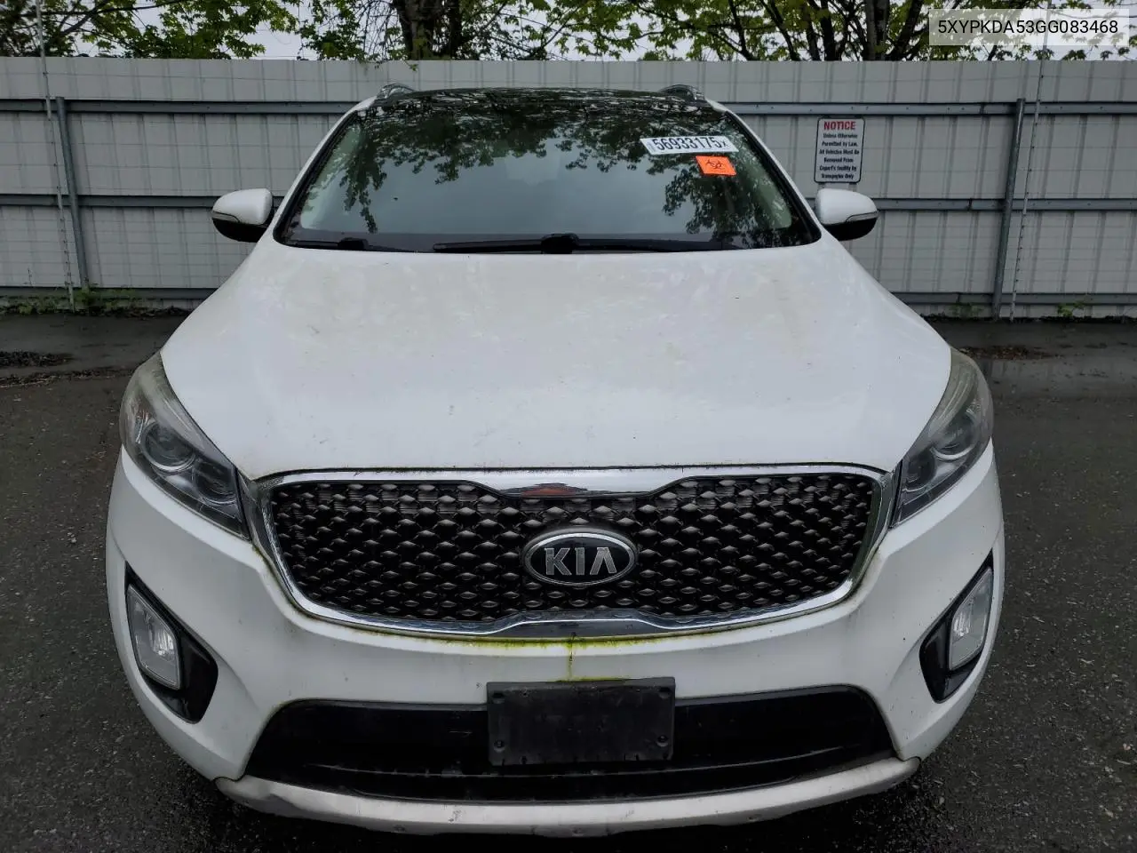 2016 Kia Sorento Sx VIN: 5XYPKDA53GG083468 Lot: 56933175