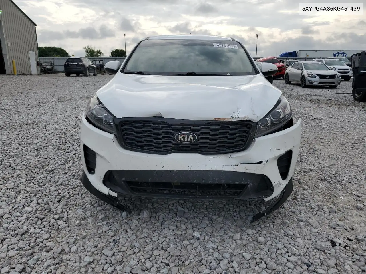 2018 Kia Sorento L VIN: 5XYPG4A36KG451439 Lot: 62737535