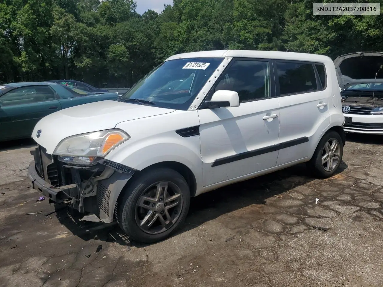 2011 Kia Soul + VIN: KNDJT2A20B7708816 Lot: 61721625