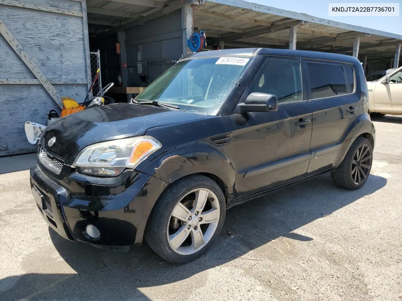 2011 Kia Soul + VIN: KNDJT2A22B7736701 Lot: 62611105