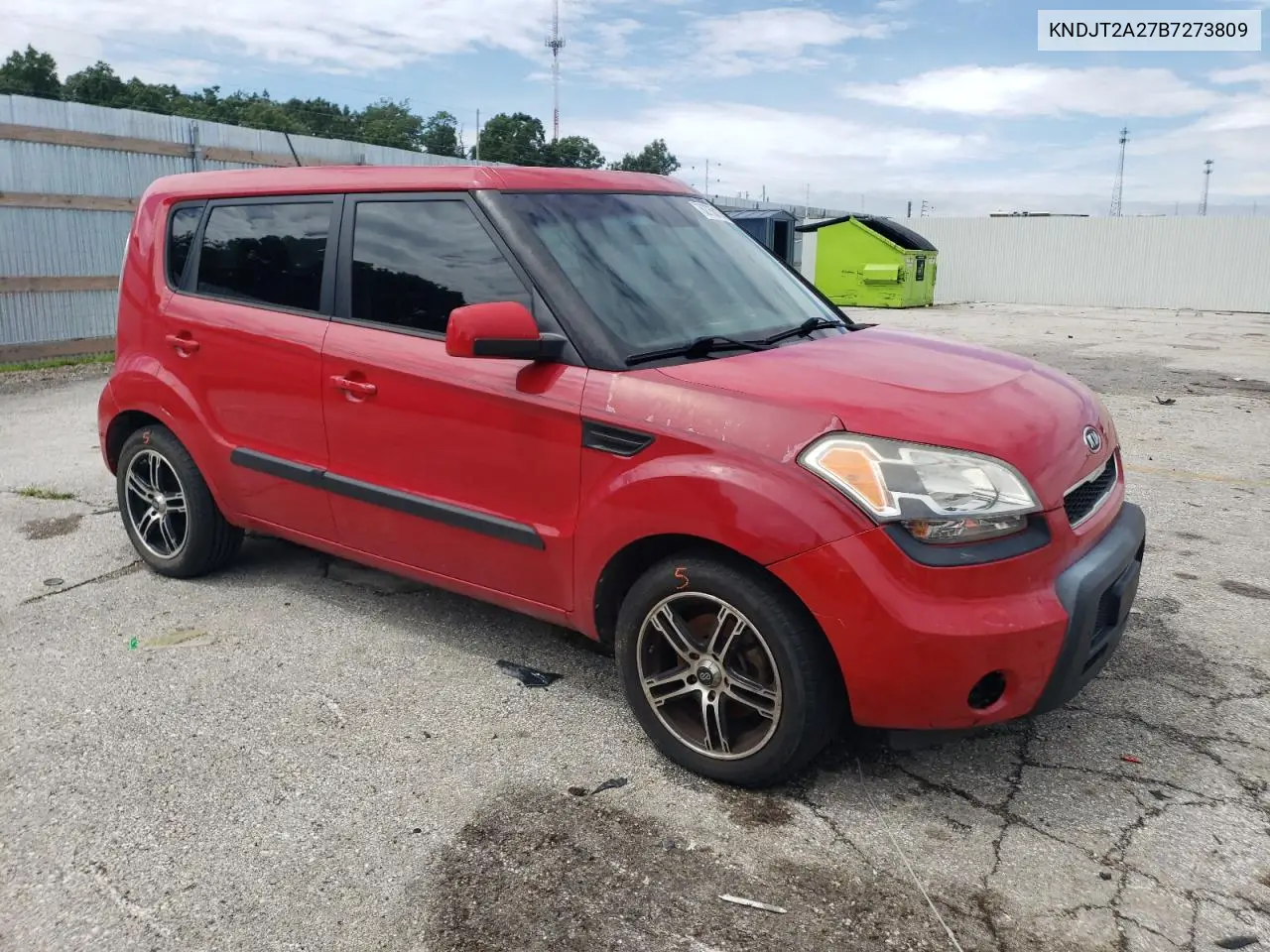 2011 Kia Soul + VIN: KNDJT2A27B7273809 Lot: 62750135