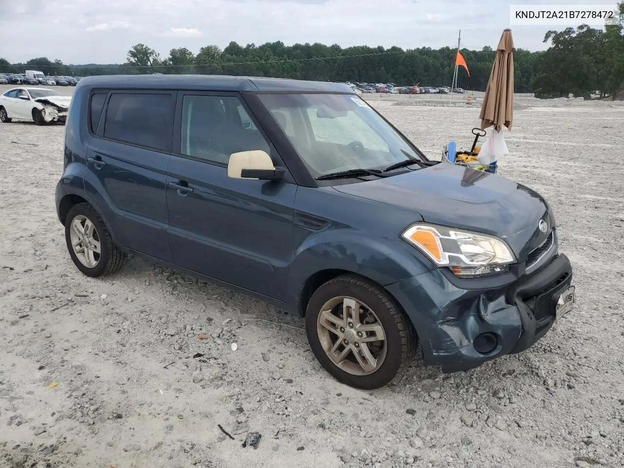 2011 Kia Soul + VIN: KNDJT2A21B7278472 Lot: 63013685