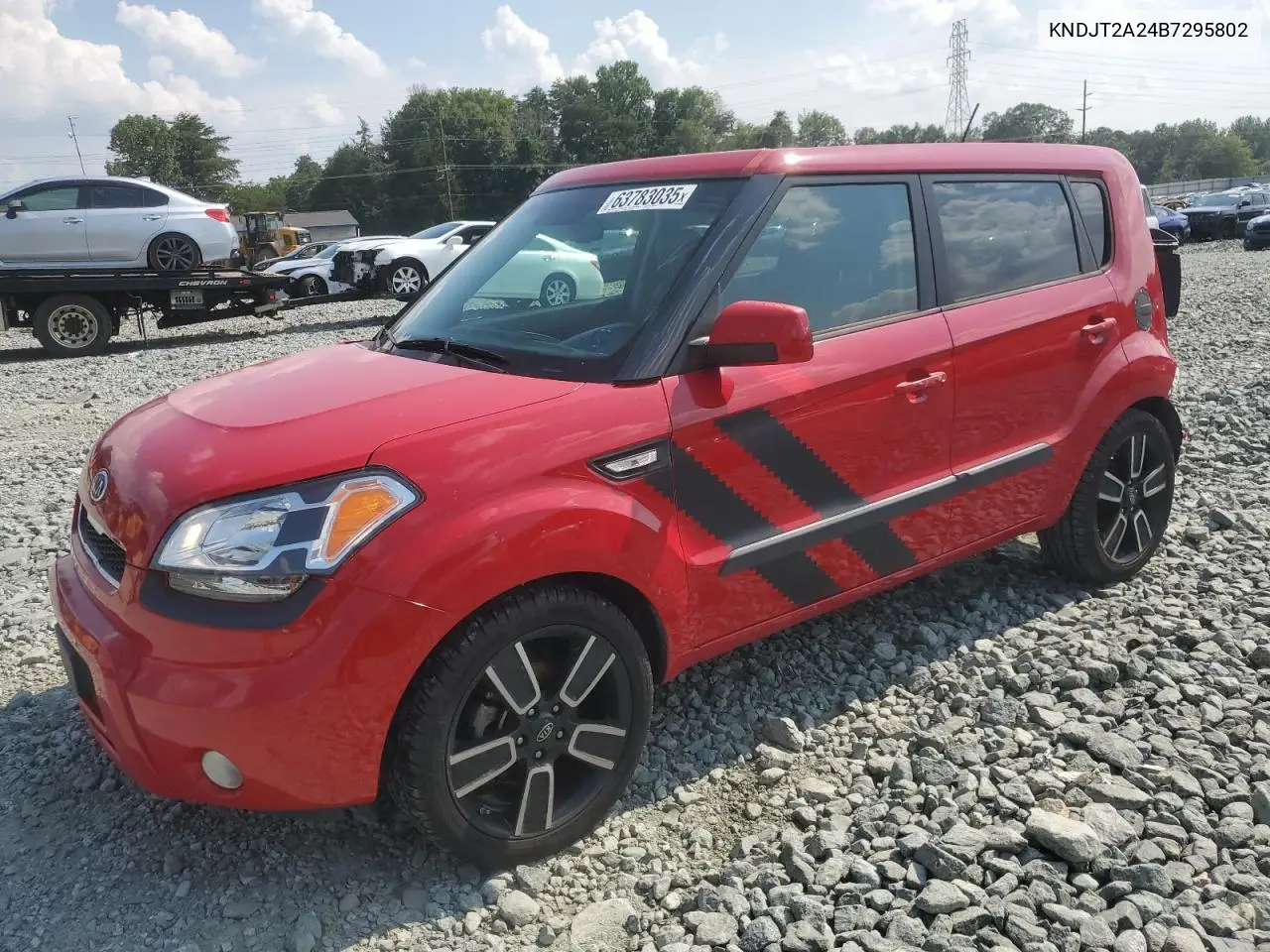 2011 Kia Soul + VIN: KNDJT2A24B7295802 Lot: 63783035
