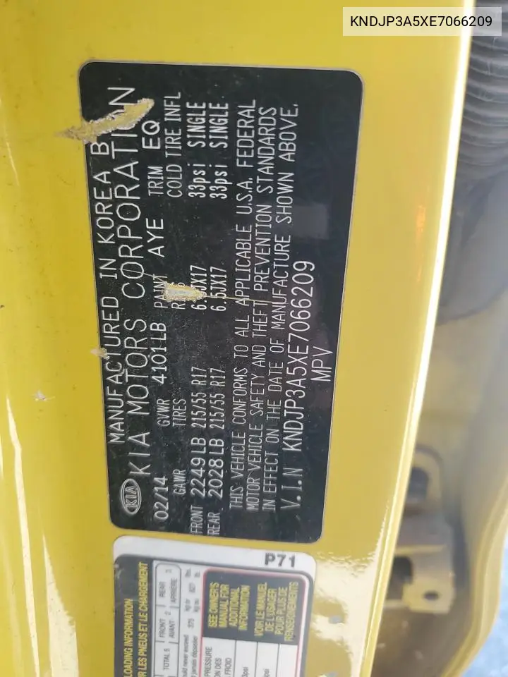 kndjp3a5xe7066209 KNDJP3A5XE7066209 2014 Kia Soul +