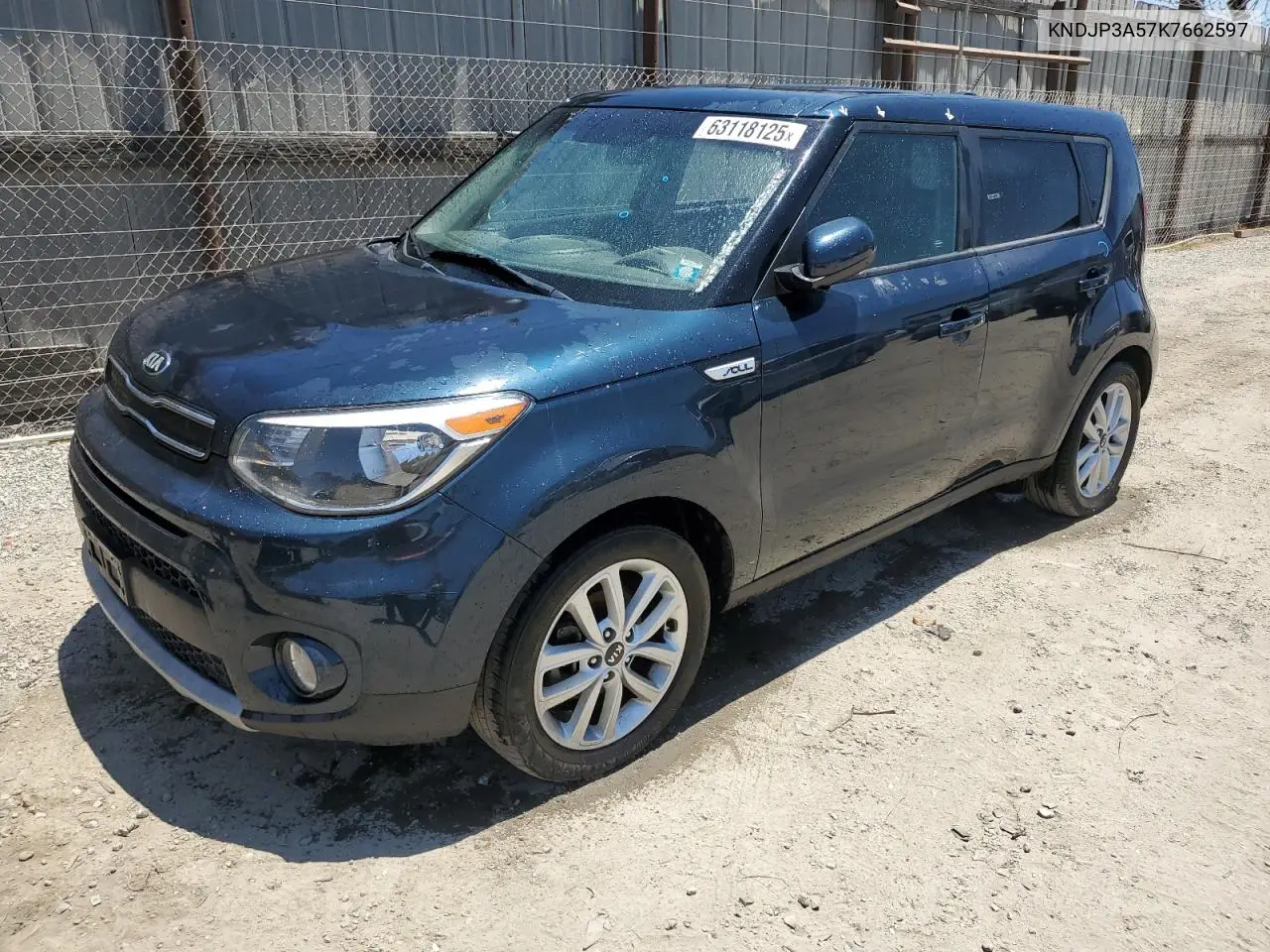 2019 Kia Soul + VIN: KNDJP3A57K7662597 Lot: 63118125