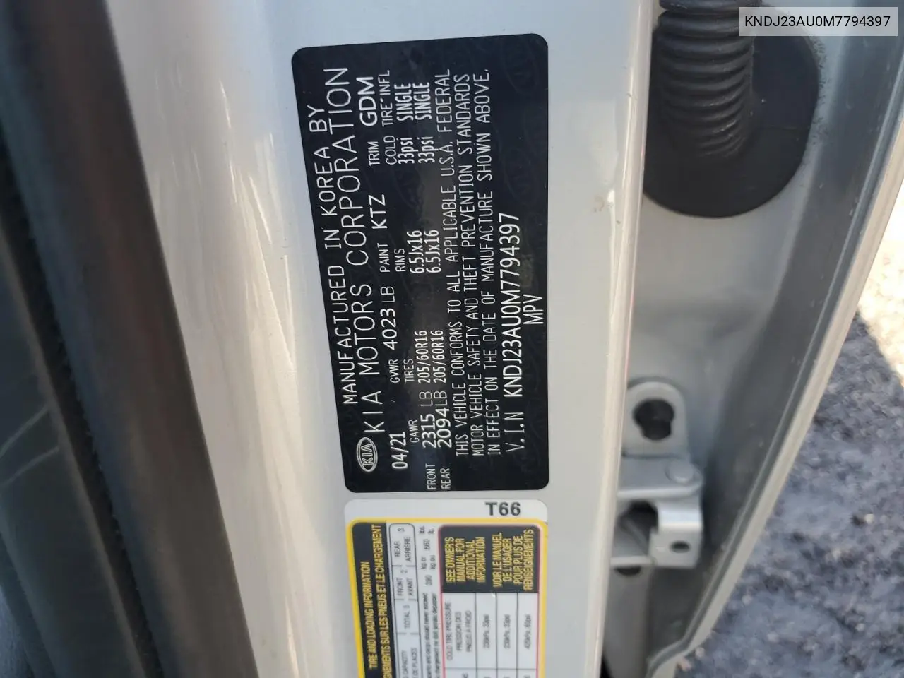 2021 Kia Soul Lx VIN: KNDJ23AU0M7794397 Lot: 61355985