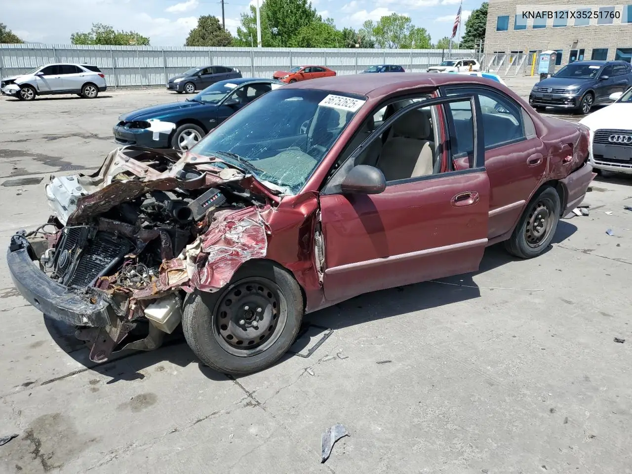 2003 Kia Spectra Base VIN: KNAFB121X35251760 Lot: 56752625