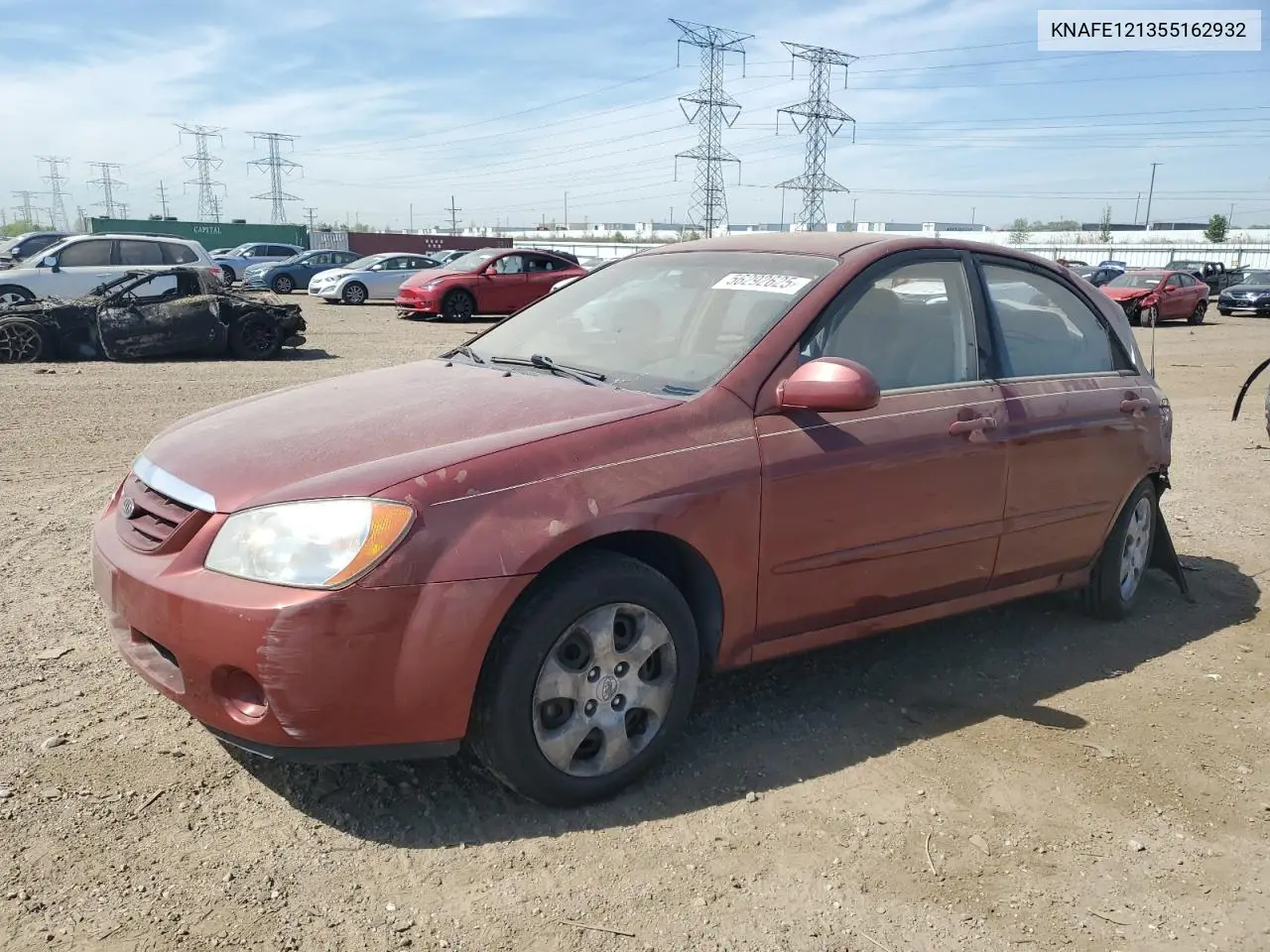 2005 Kia Spectra Lx VIN: KNAFE121355162932 Lot: 56292625