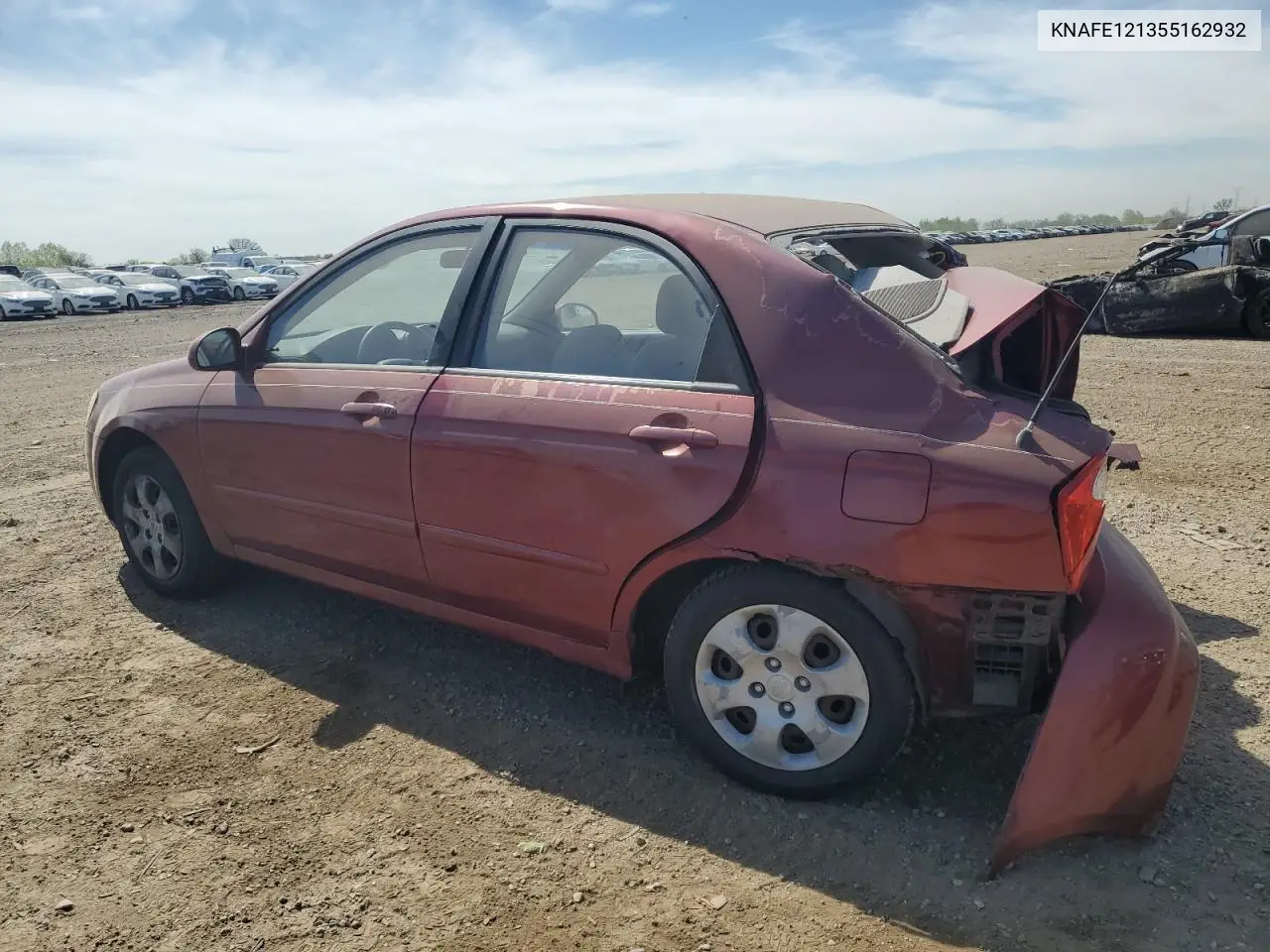2005 Kia Spectra Lx VIN: KNAFE121355162932 Lot: 56292625
