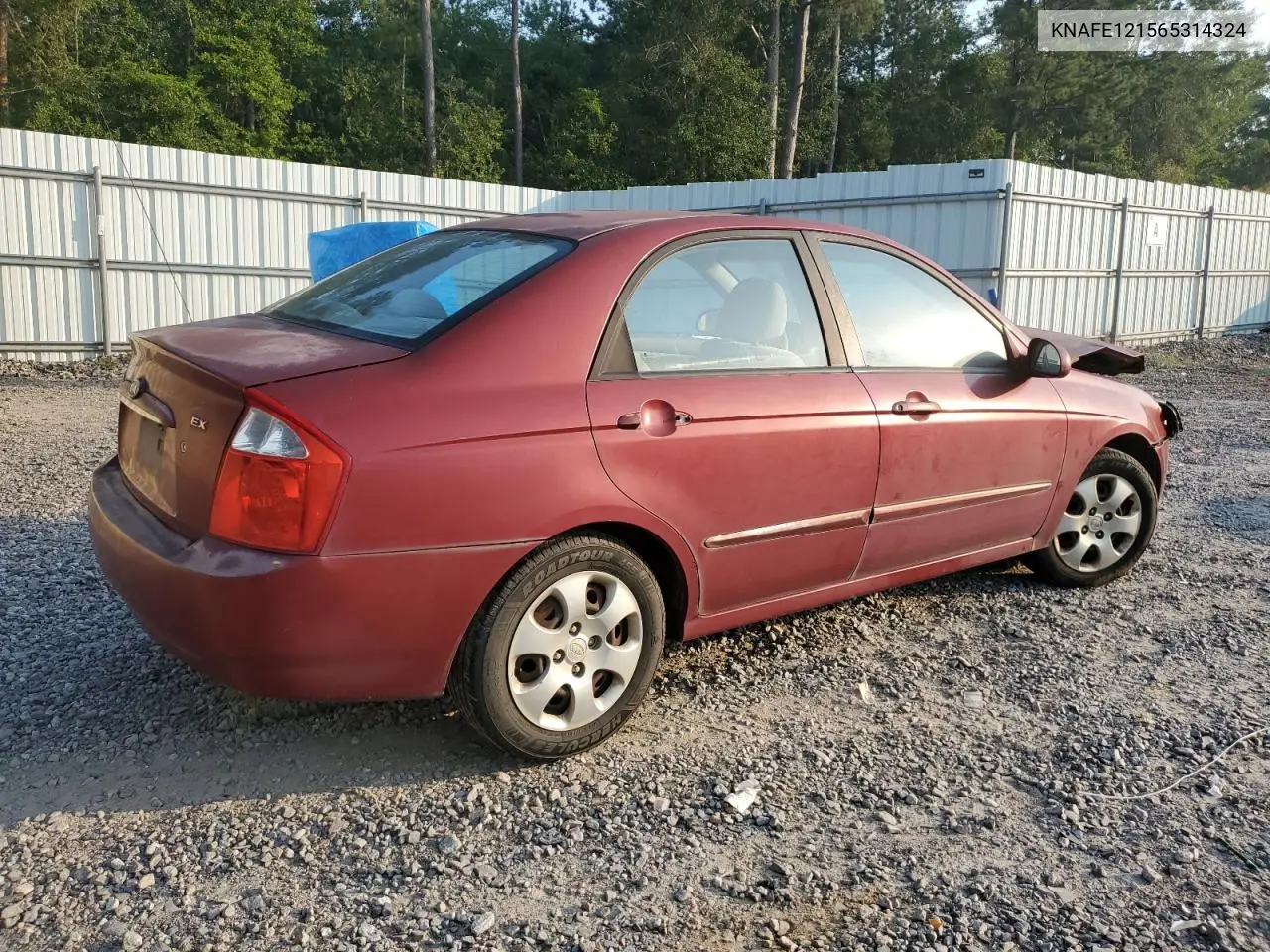 2006 Kia Spectra Lx VIN: KNAFE121565314324 Lot: 62158485