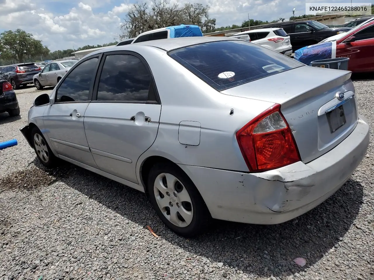 2006 Kia Spectra Lx VIN: KNAFE122465288016 Lot: 62855945