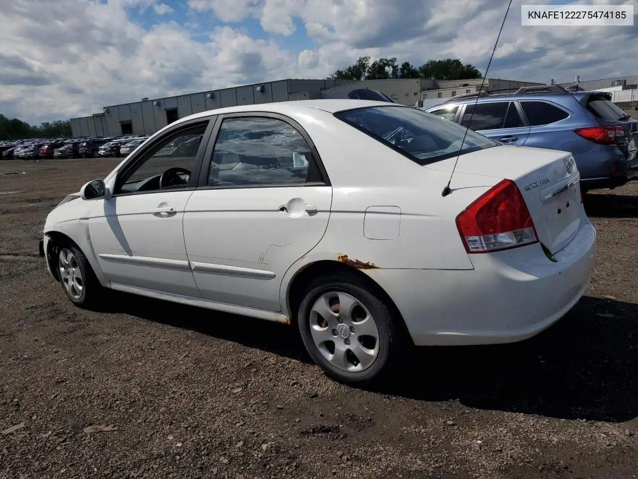 2007 Kia Spectra Ex VIN: KNAFE122275474185 Lot: 55979575