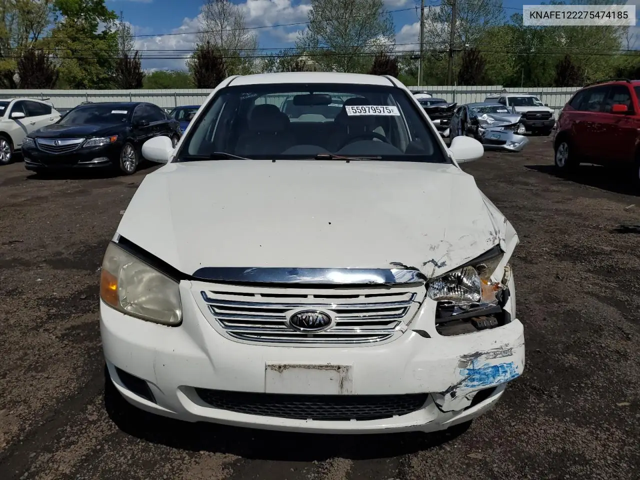 2007 Kia Spectra Ex VIN: KNAFE122275474185 Lot: 55979575
