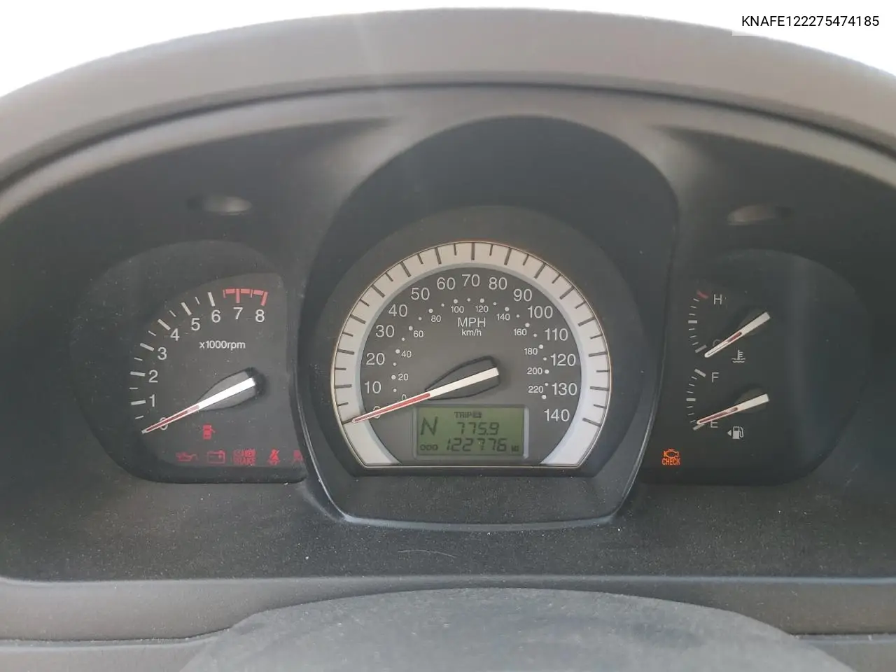 2007 Kia Spectra Ex VIN: KNAFE122275474185 Lot: 55979575