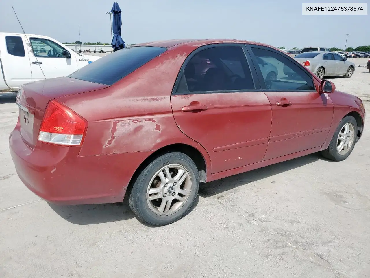 2007 Kia Spectra Ex VIN: KNAFE122475378574 Lot: 56921925
