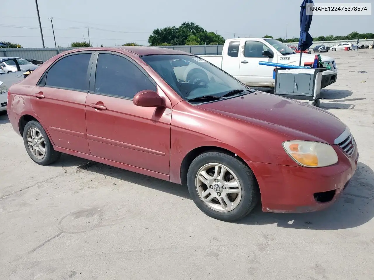 2007 Kia Spectra Ex VIN: KNAFE122475378574 Lot: 56921925