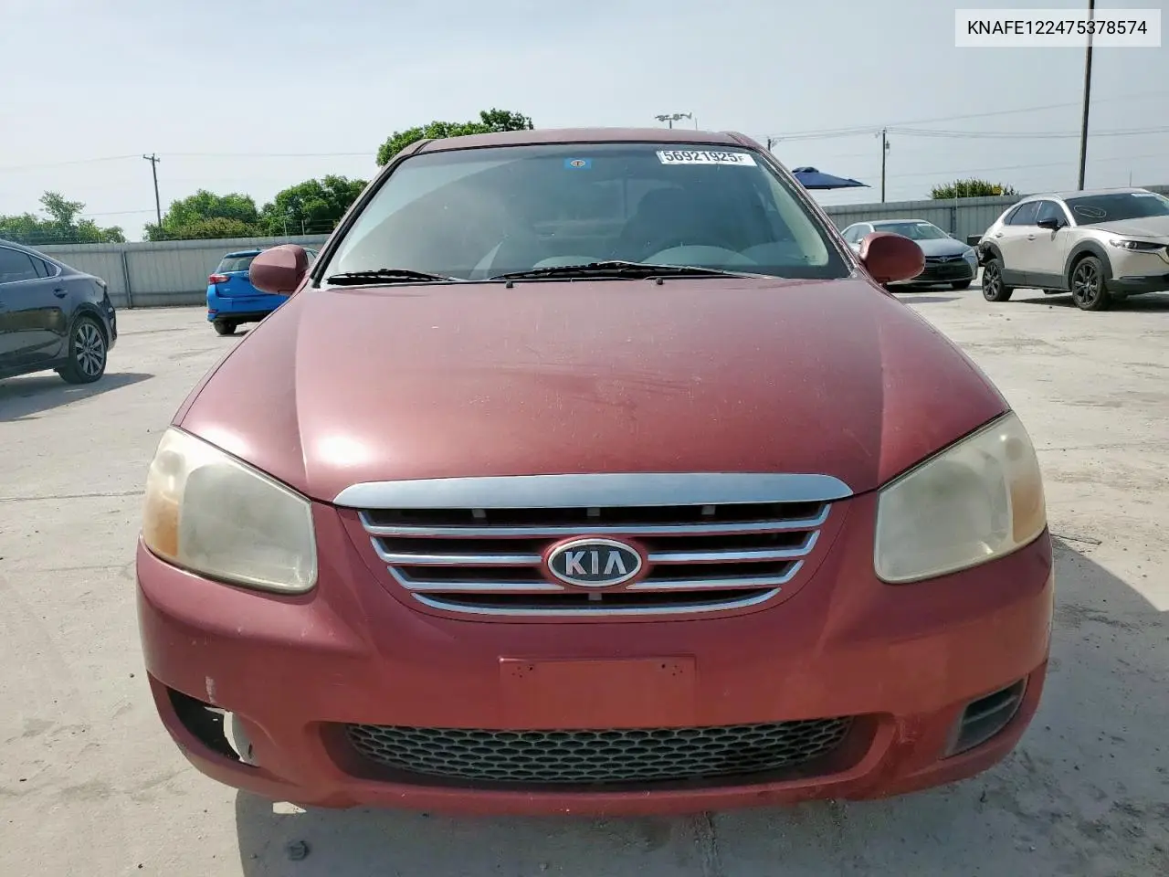 2007 Kia Spectra Ex VIN: KNAFE122475378574 Lot: 56921925