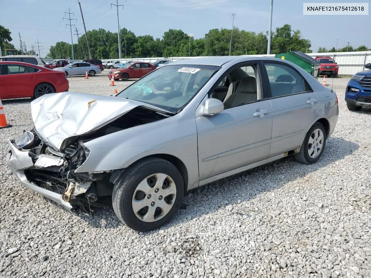2007 Kia Spectra Ex VIN: KNAFE121675412618 Lot: 61800375