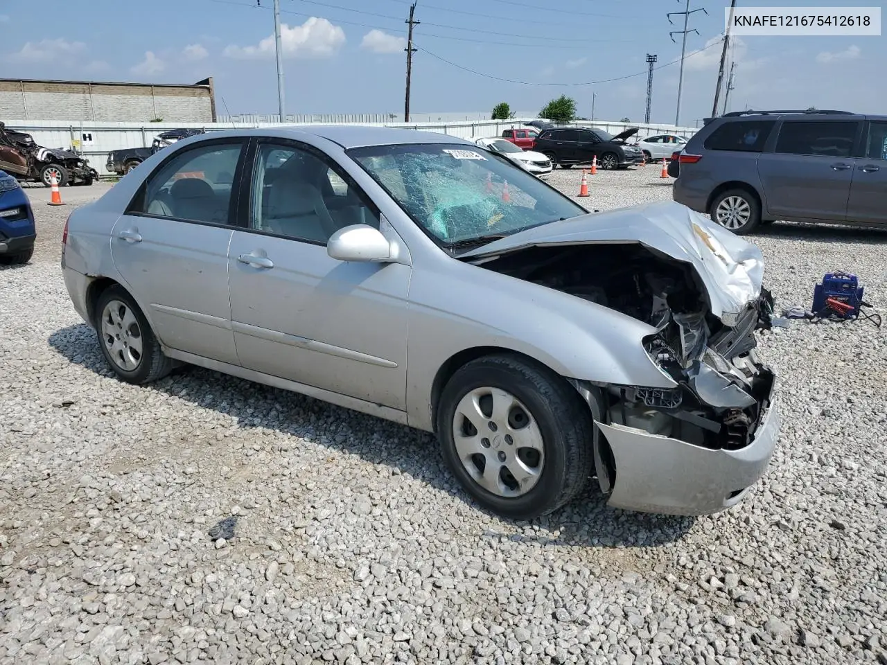 2007 Kia Spectra Ex VIN: KNAFE121675412618 Lot: 61800375