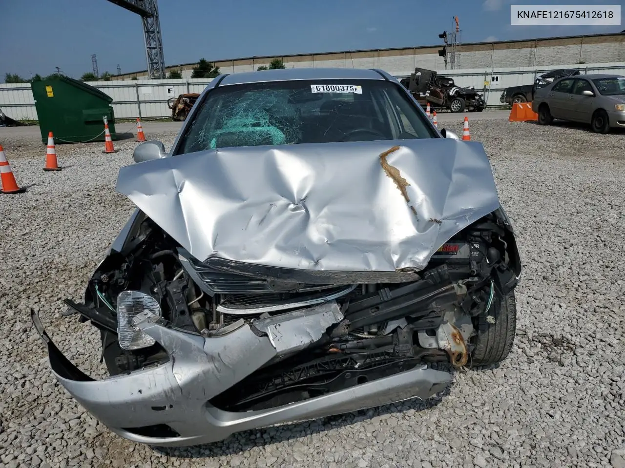 2007 Kia Spectra Ex VIN: KNAFE121675412618 Lot: 61800375