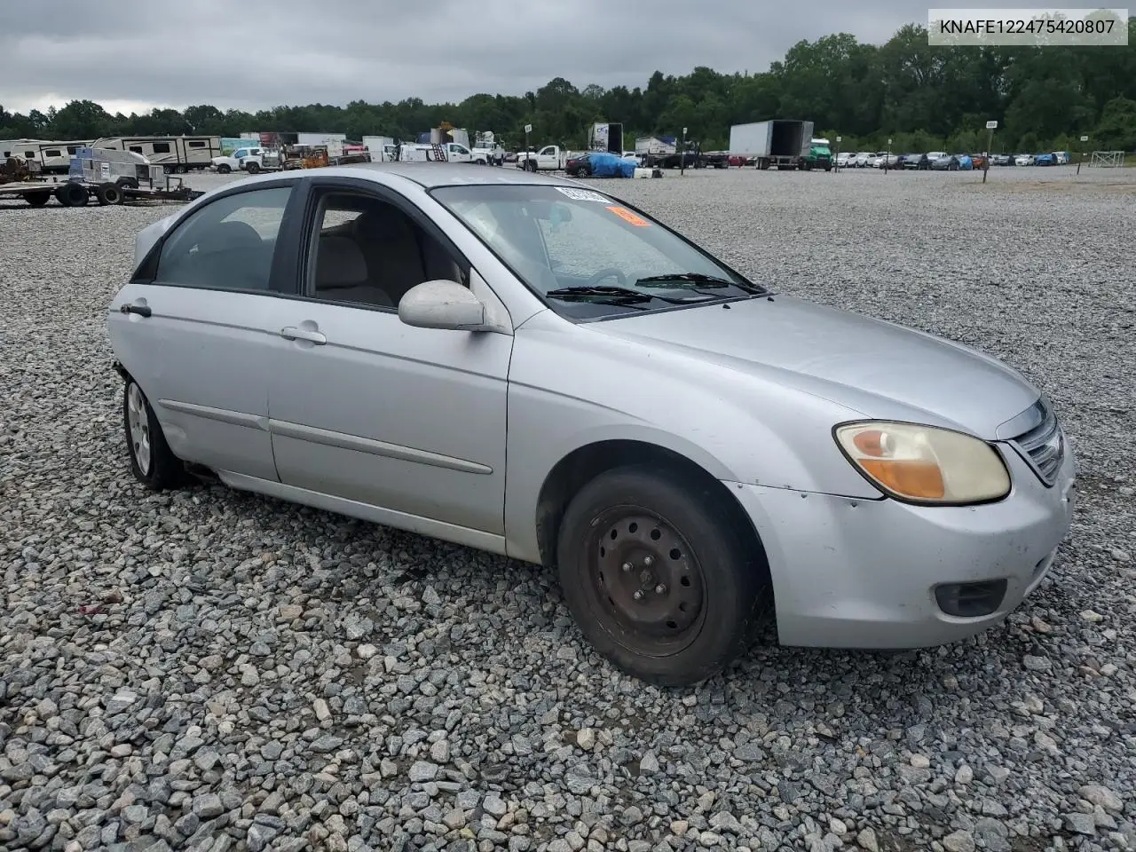 2007 Kia Spectra Ex VIN: KNAFE122475420807 Lot: 62757395