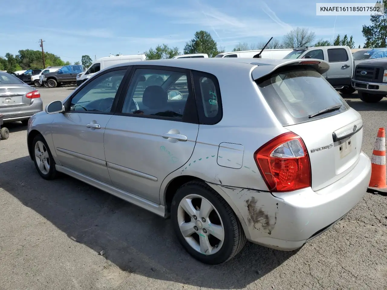 2008 Kia Spectra5 5 Sx VIN: KNAFE161185017502 Lot: 55814855