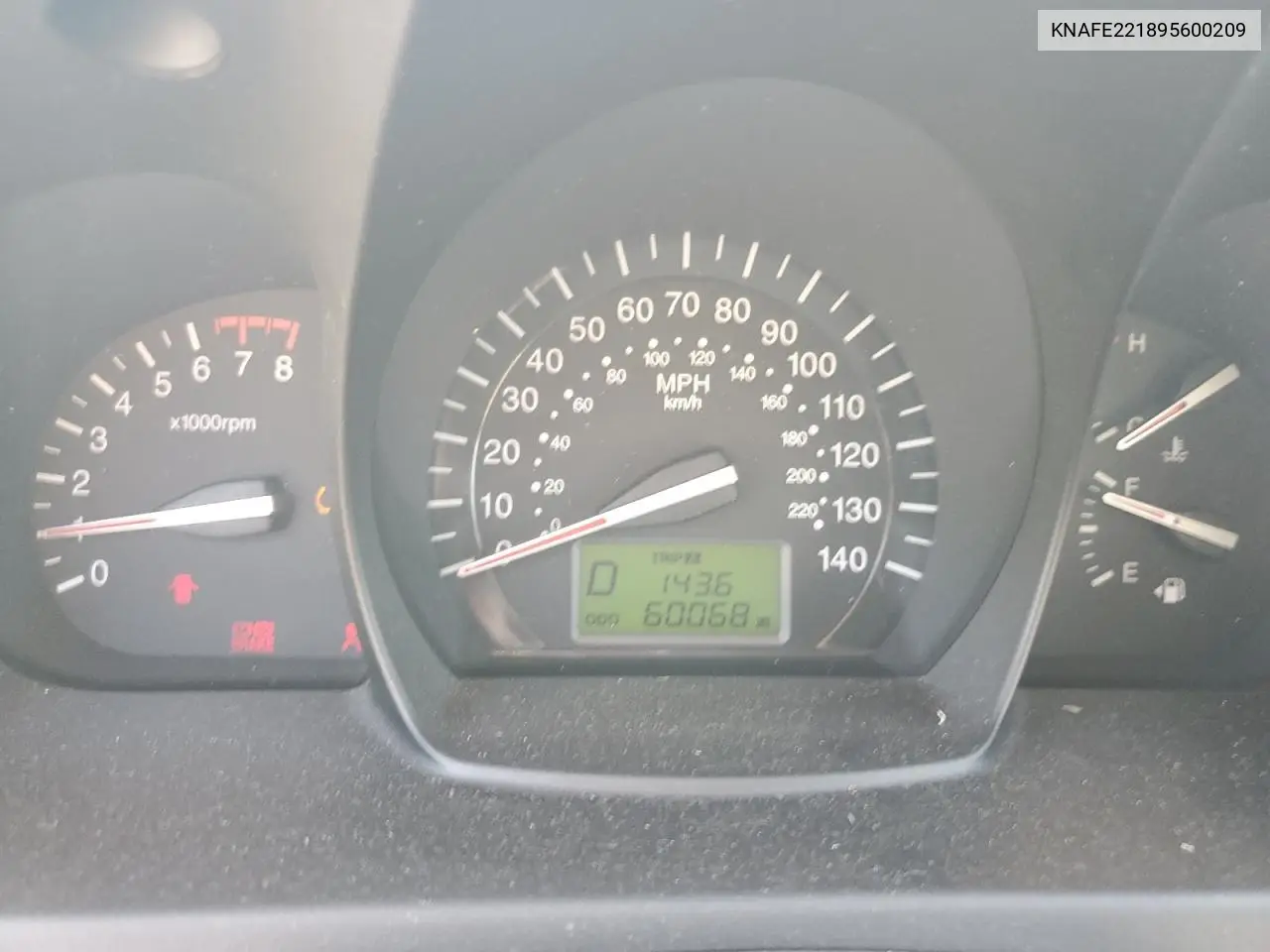 2009 Kia Spectra Ex VIN: KNAFE221895600209 Lot: 56320565