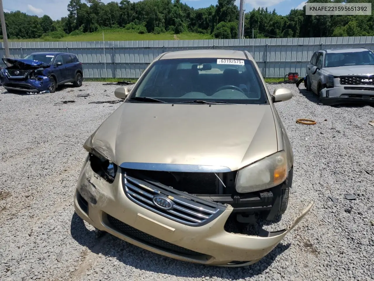 2009 Kia Spectra Ex VIN: KNAFE221595651392 Lot: 63192575