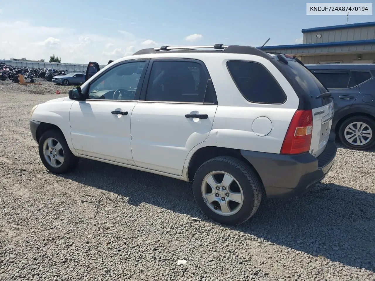 2008 Kia Sportage Lx VIN: KNDJF724X87470194 Lot: 62654985