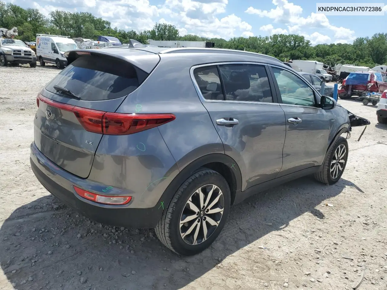 2017 Kia Sportage Ex VIN: KNDPNCAC3H7072386 Lot: 56483025