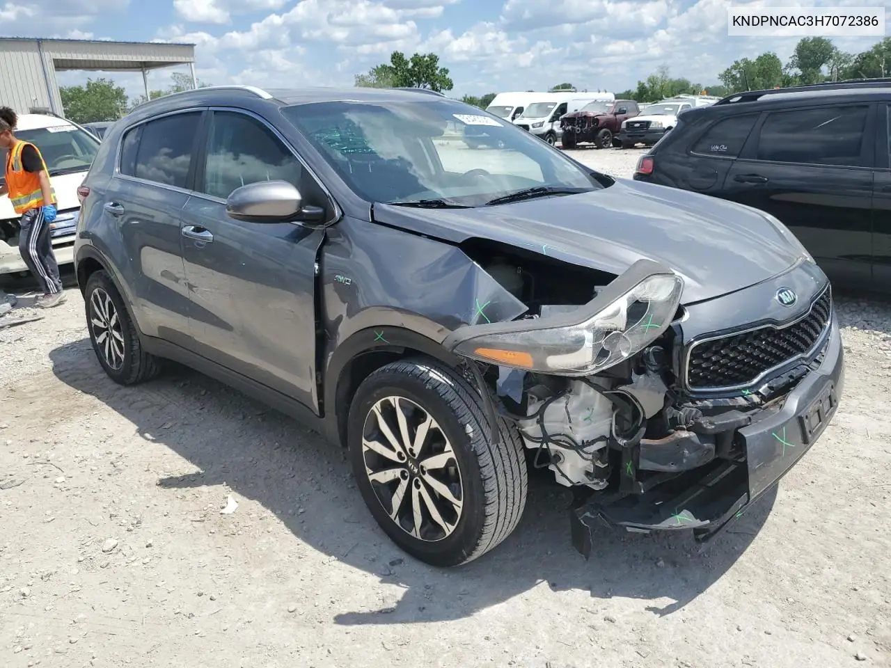 2017 Kia Sportage Ex VIN: KNDPNCAC3H7072386 Lot: 56483025