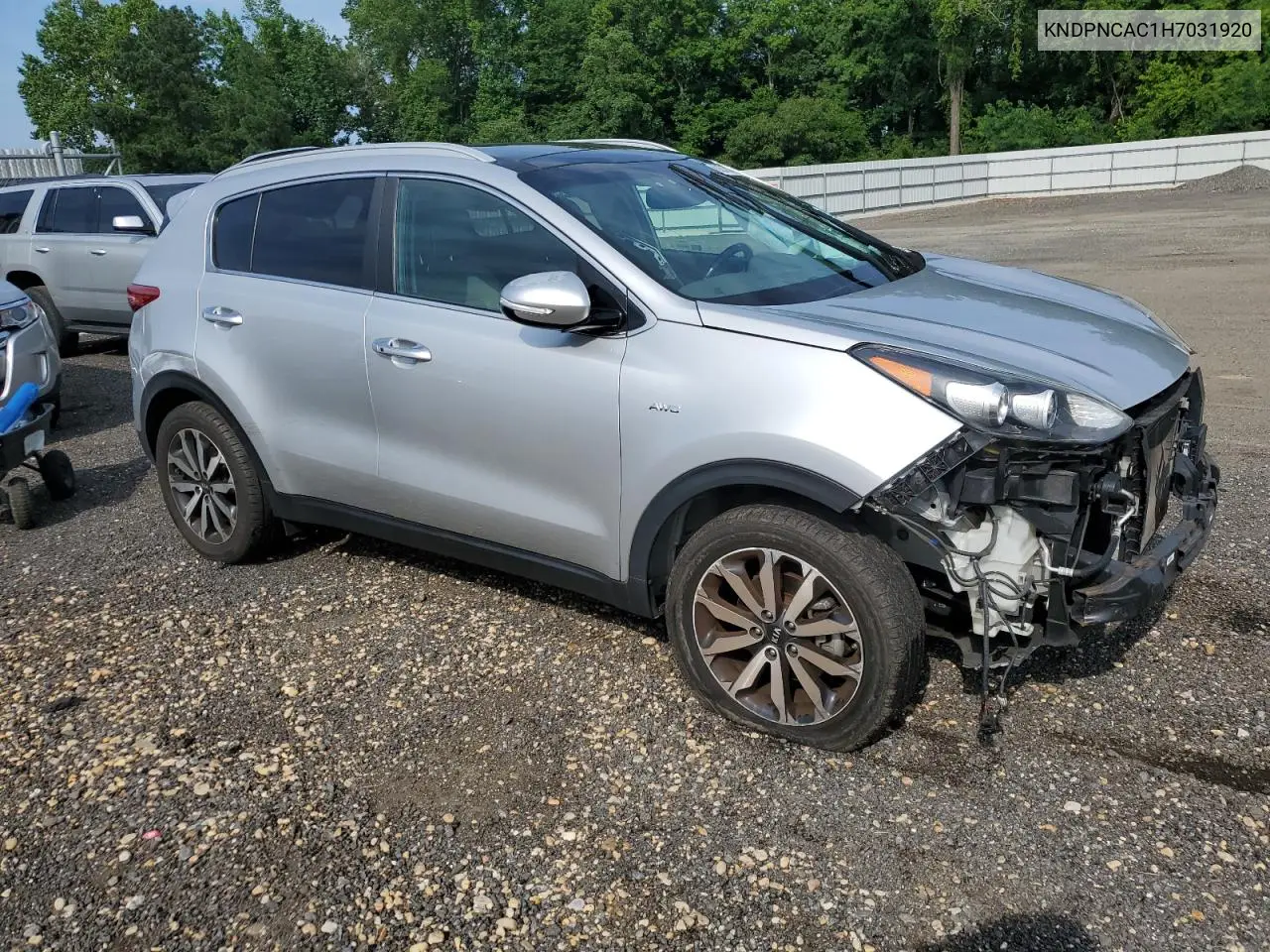 2017 Kia Sportage Ex VIN: KNDPNCAC1H7031920 Lot: 62363735