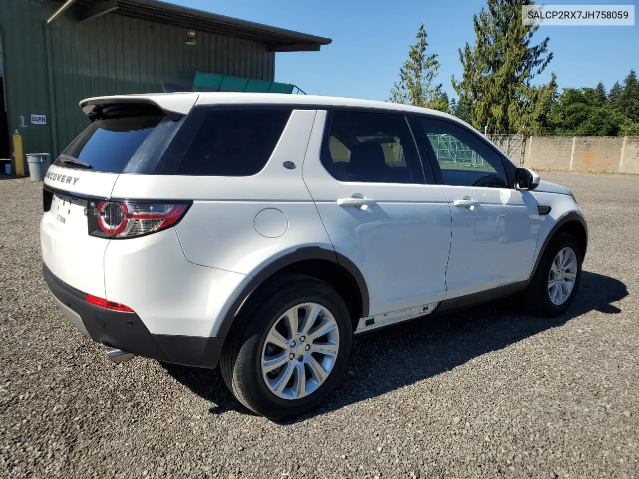 2018 Land Rover Discovery Sport Se VIN: SALCP2RX7JH758059 Lot: 62928065