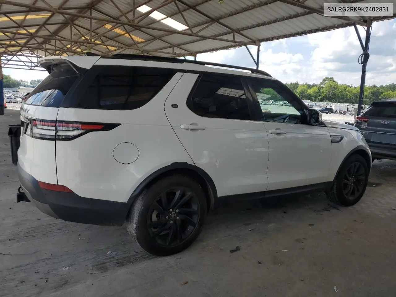 2019 Land Rover Discovery Se VIN: SALRG2RK9K2402831 Lot: 63116825