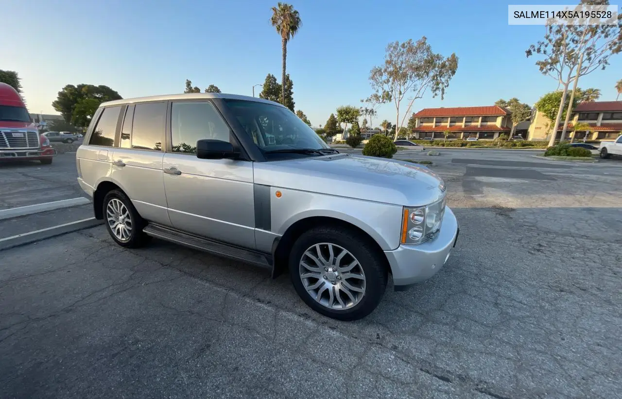 2005 Land Rover Range Rover Hse VIN: SALME114X5A195528 Lot: 62038205