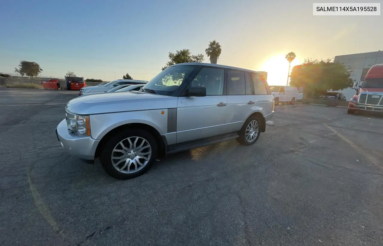 2005 Land Rover Range Rover Hse VIN: SALME114X5A195528 Lot: 62038205