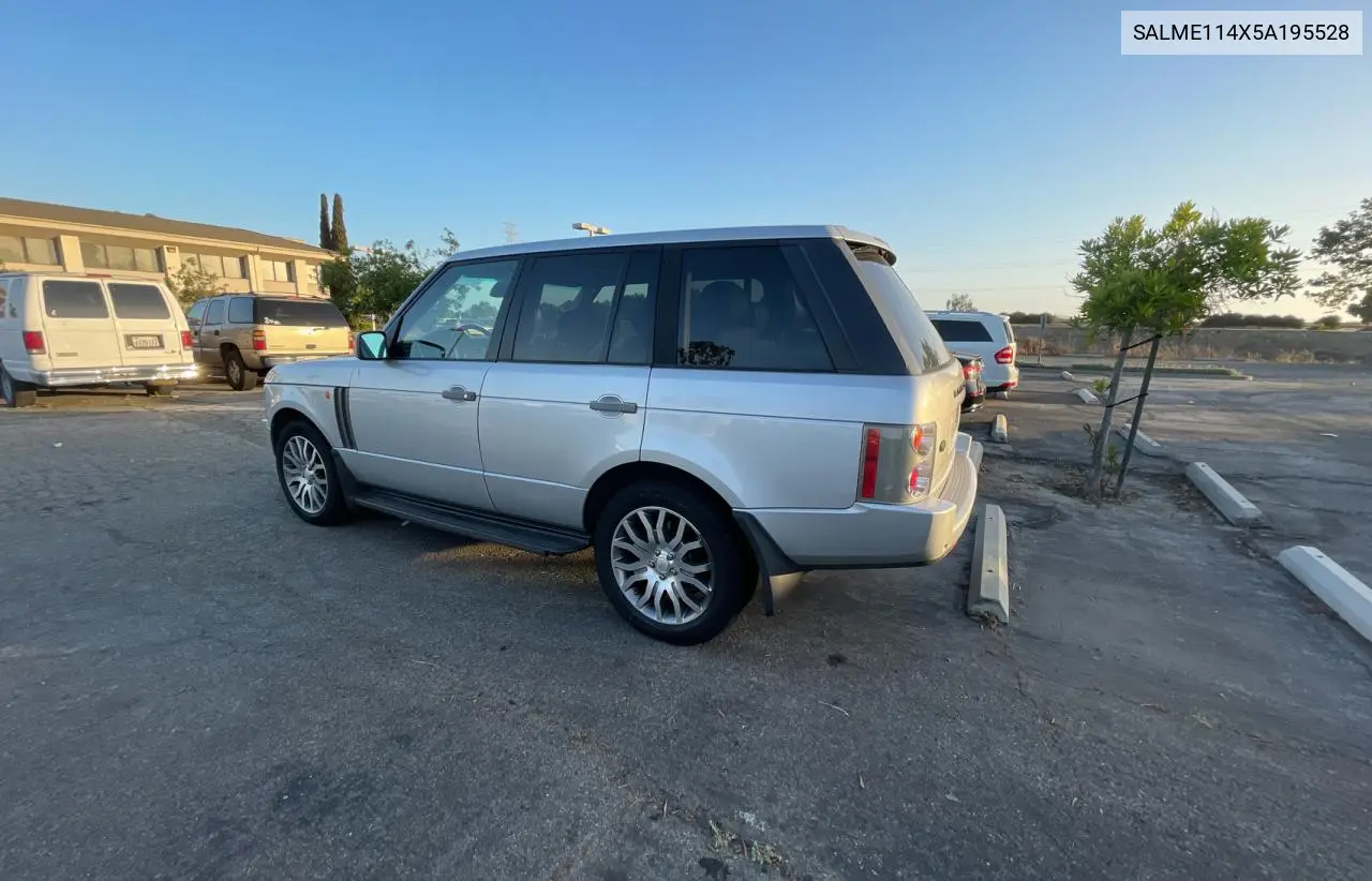 2005 Land Rover Range Rover Hse VIN: SALME114X5A195528 Lot: 62038205