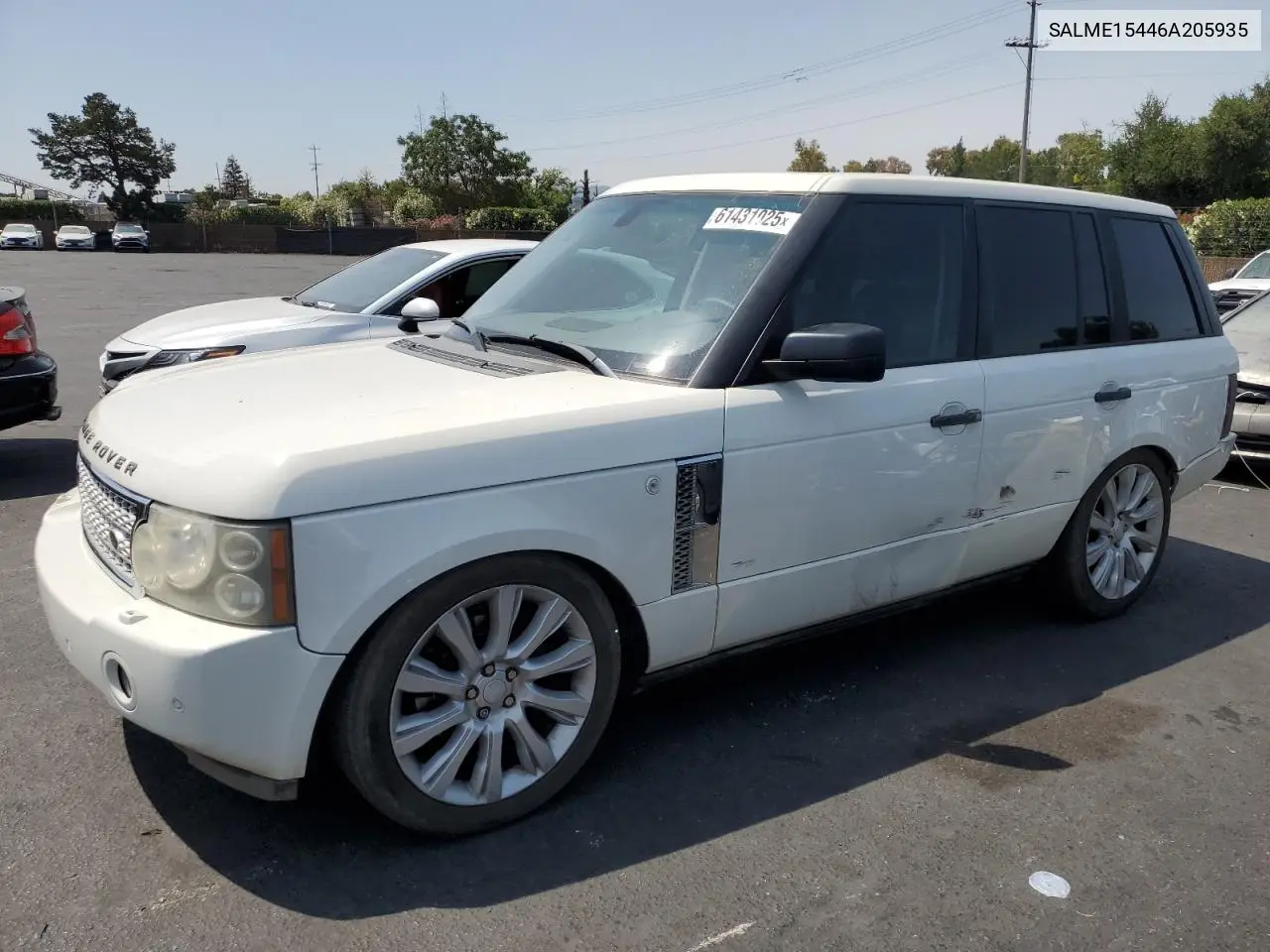 2006 Land Rover Range Rover Hse VIN: SALME15446A205935 Lot: 61431025