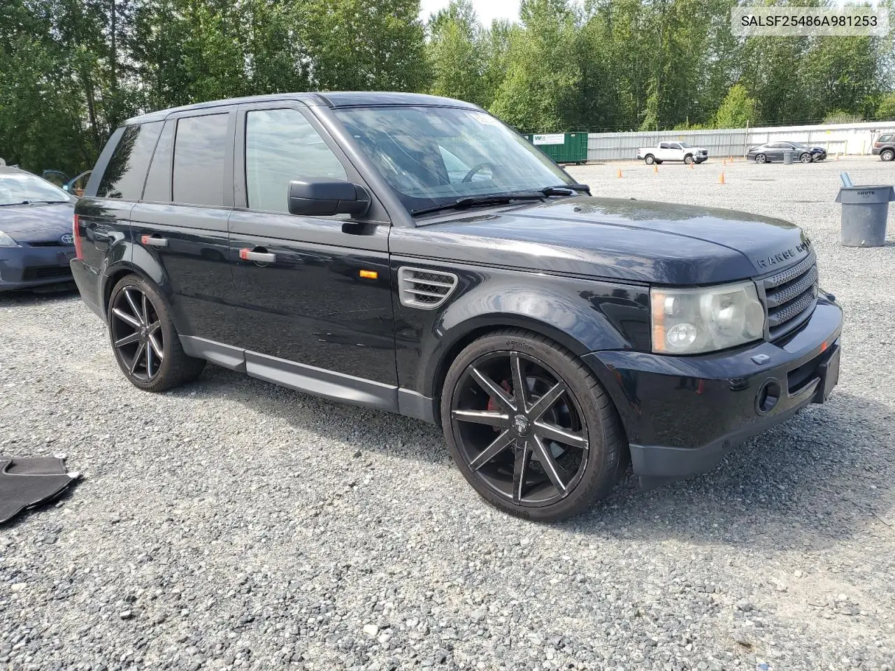 2006 Land Rover Range Rover Sport Hse VIN: SALSF25486A981253 Lot: 62360415