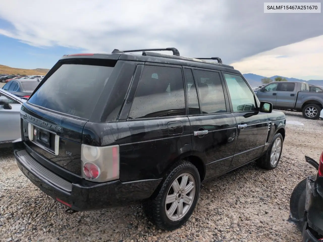 2007 Land Rover Range Rover Hse VIN: SALMF15467A251670 Lot: 61979635