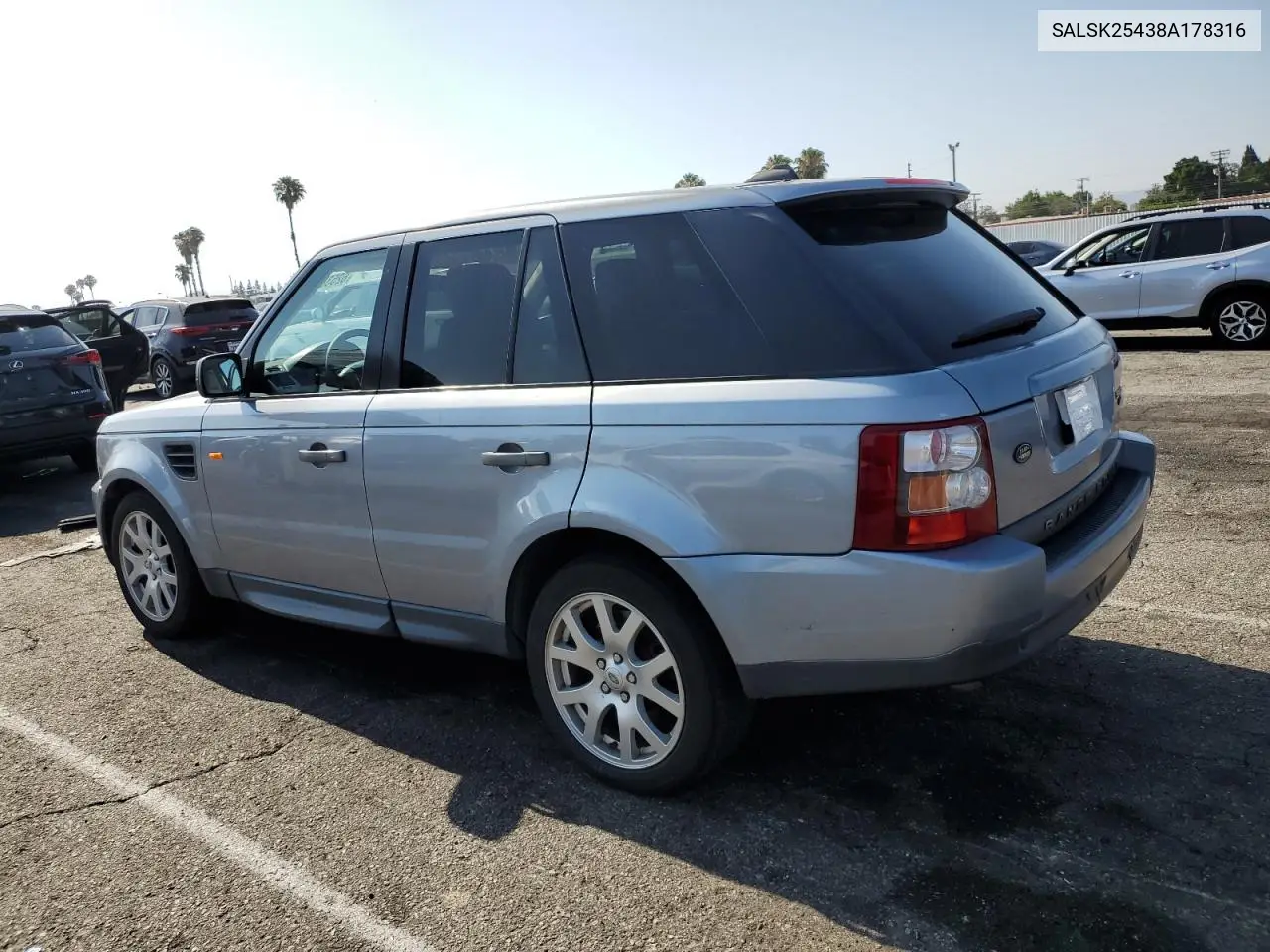 2008 Land Rover Range Rover Sport Hse VIN: SALSK25438A178316 Lot: 62538735