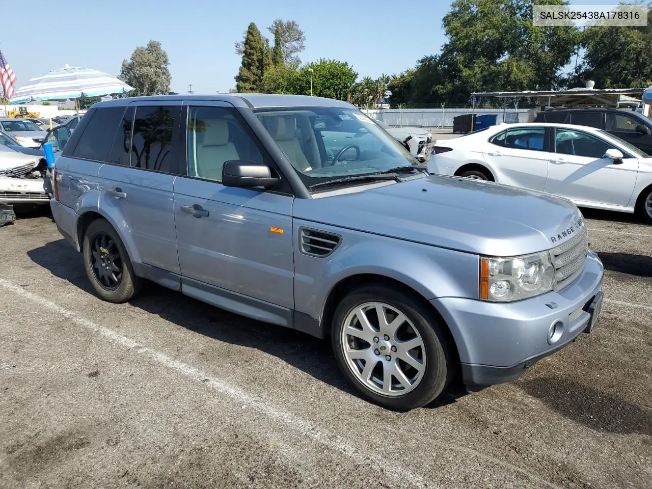 2008 Land Rover Range Rover Sport Hse VIN: SALSK25438A178316 Lot: 62538735