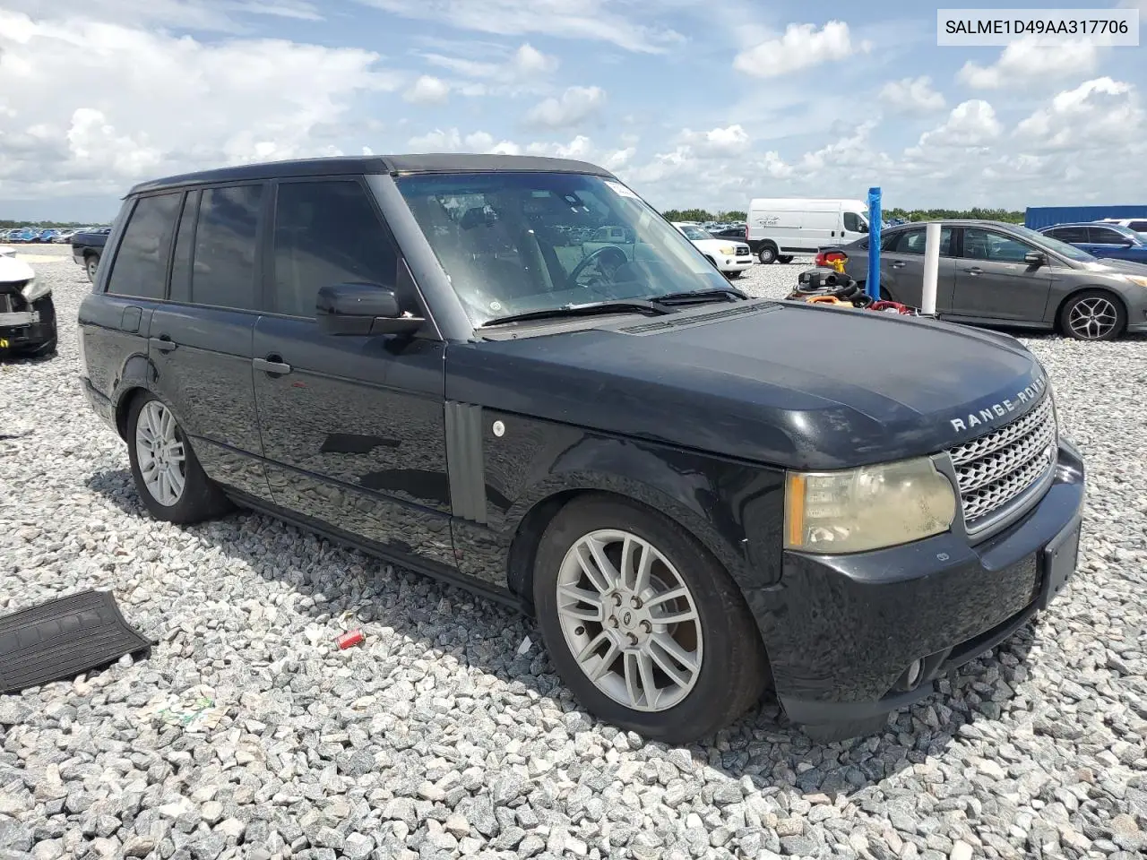 2010 Land Rover Range Rover Hse VIN: SALME1D49AA317706 Lot: 63000395