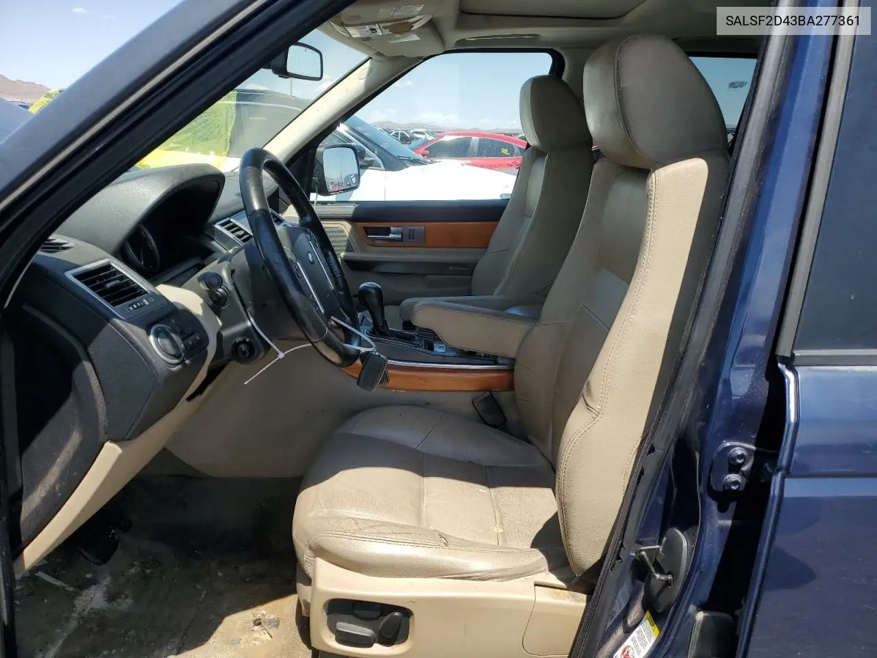 2011 Land Rover Range Rover Sport Hse VIN: SALSF2D43BA277361 Lot: 59402525